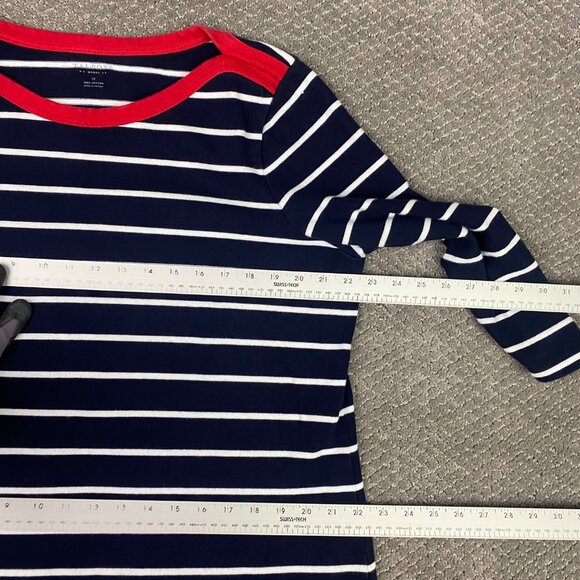 Talbots Sweater Dress Women's 1X Navy Blue White Cotton Shift Knit Striped Woman - Picture 5 of 11